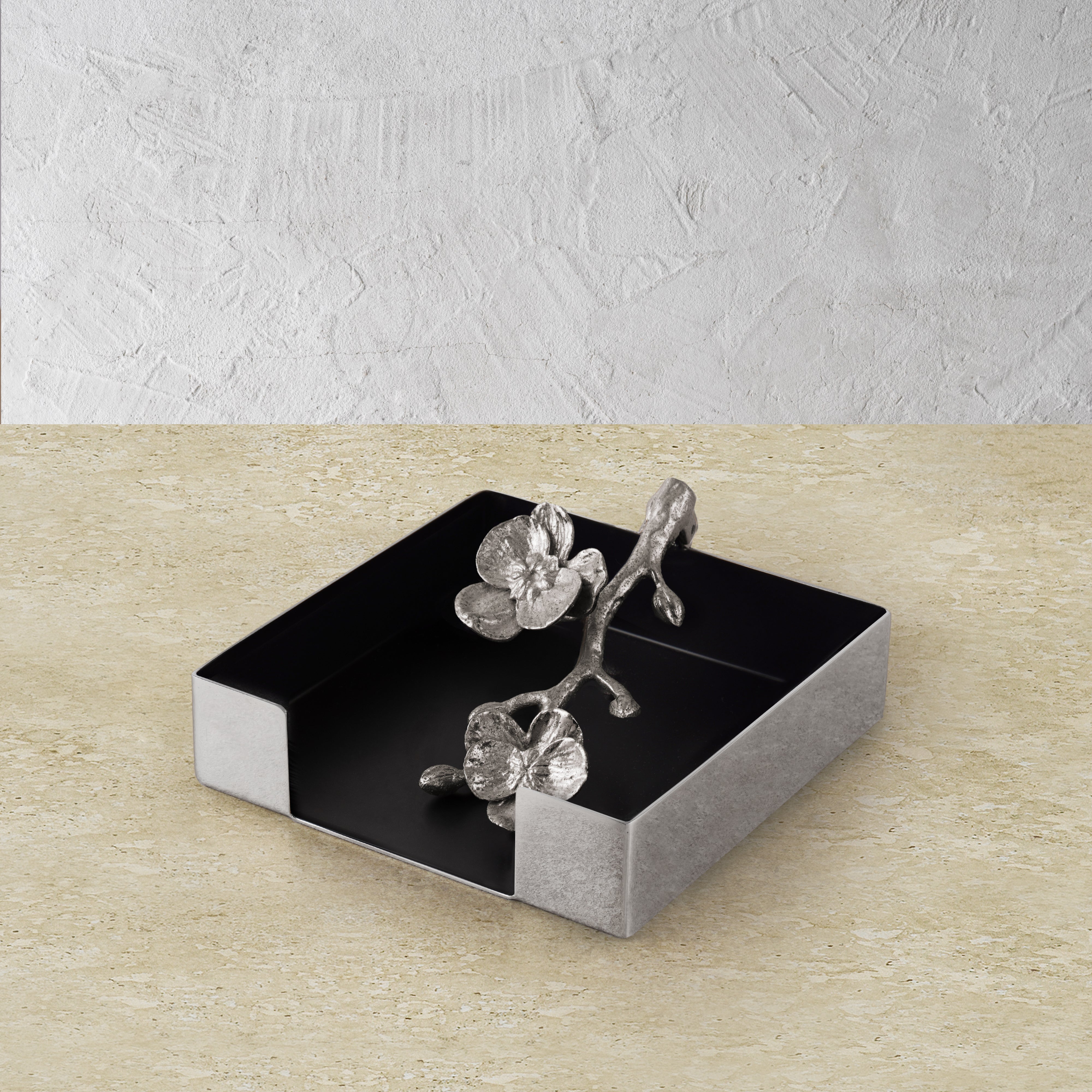 Elegant White Orchid Napkin Holder for Dining Table Decor - Perfect for Weddings, Parties & Home Decor