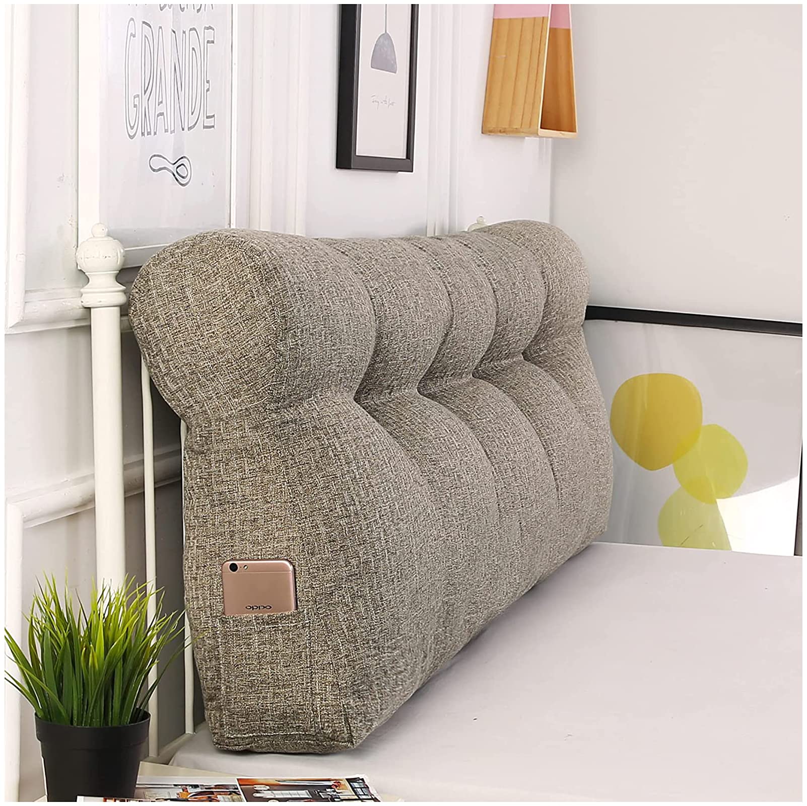 YSDQ Large Triangular Reading Wedge Pillow - Adjustable Bed Backrest Support for Twin, Full, Queen & King Beds - Removable Lumbar Cushion for Daybeds, Bunk Beds & Headboards - Perfect for Reading, Watching TV & Relaxing in Bed