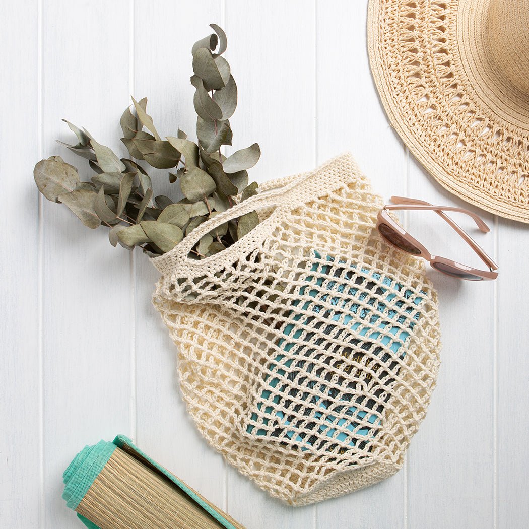 Crochet Market Bag DIY Kit - Complete Starter Set for Handmade Tote Bags - Perfect for Grocery Shopping, Beach Trips & Farmers Markets