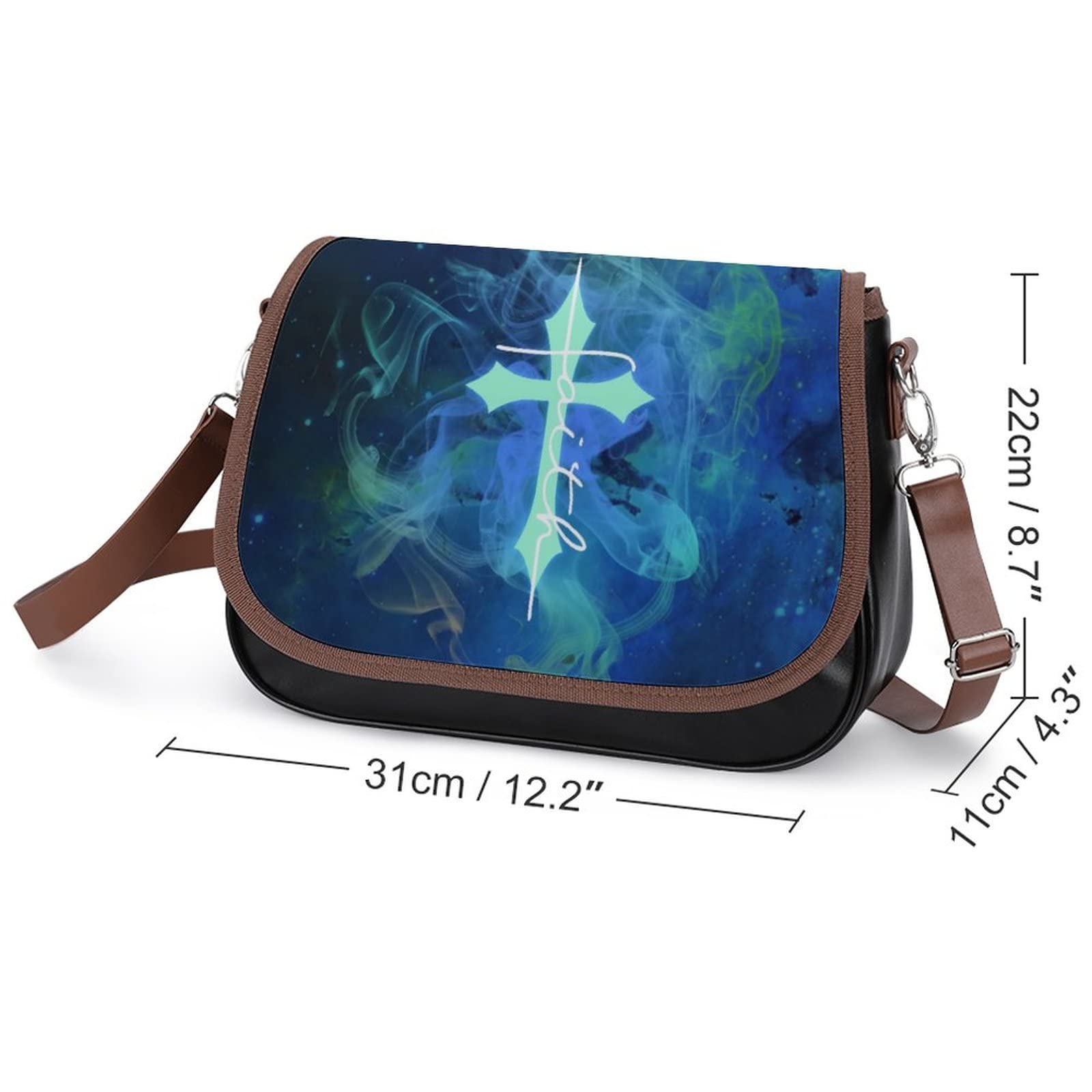 Stylish Medium Crossbody Bags for Women - Printed Shoulder Messenger Purse with Adjustable Strap, Fashion Satchel in Faith Blue | Perfect for Work, Travel & Everyday Use