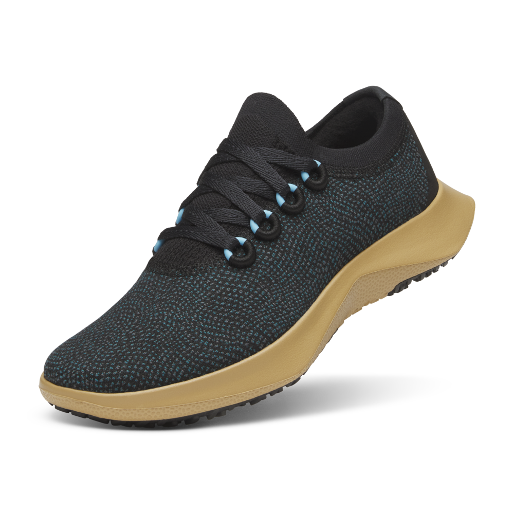 Men's Wool Dasher Mizzle Running Shoes - Natural Black/Chasm Teal with Stony Beige Sole - Waterproof & Breathable Trail Sneakers for Hiking, Jogging, and Outdoor Adventures