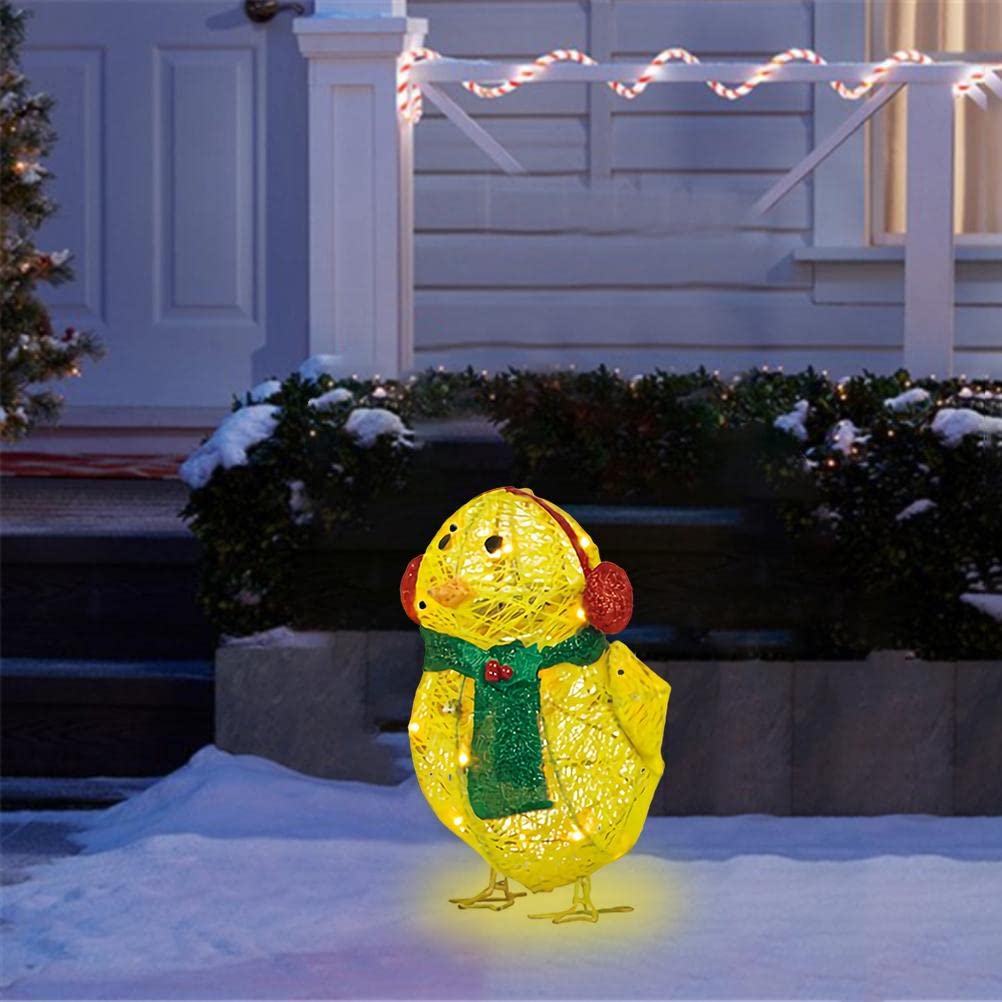 Chicken with Scarf LED Garden Statue - Outdoor Lawn Decor, Holiday Yard Ornaments for Christmas & Thanksgiving | Perfect for Patio, Porch, and Seasonal Festive Displays