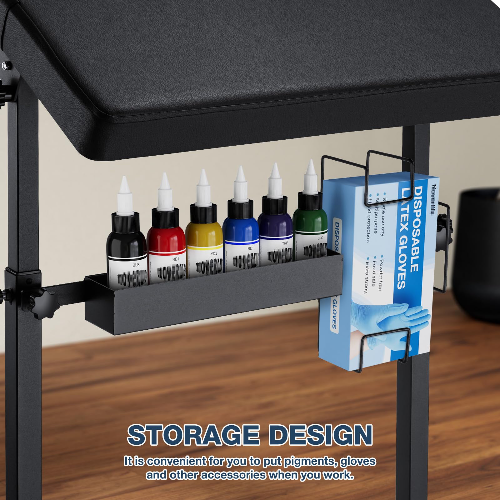 Professional Adjustable Tattoo Armrest Stand with Black PU Leather Pad - 70° Rotation, Height Adjustable, Sturdy 4-Corner Base - Perfect for Tattoo Artists, Studios & Home Tattoo Practice