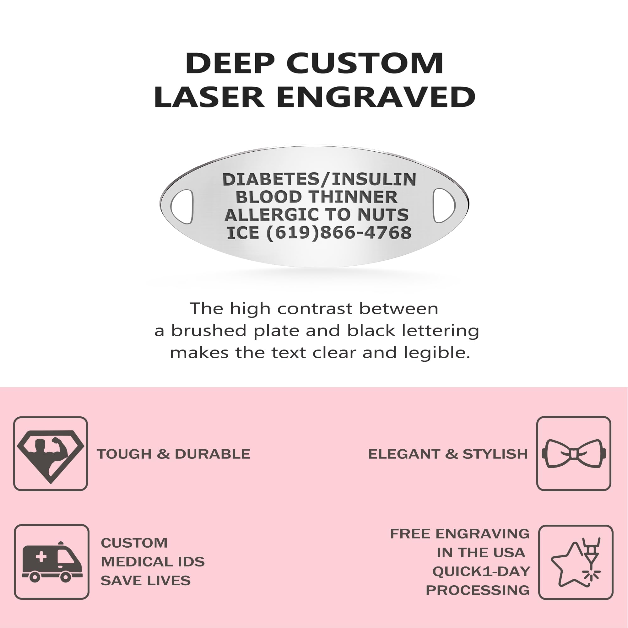 Divoti Custom Engraved Medical ID Bracelet for Women - Personalized Stainless Steel Byzantine Chain with Filigree Design - Adjustable Sizes for Diabetes, Allergies & Emergency Medical Alert (Ideal for Nurses, Doctors & Healthcare Workers)
