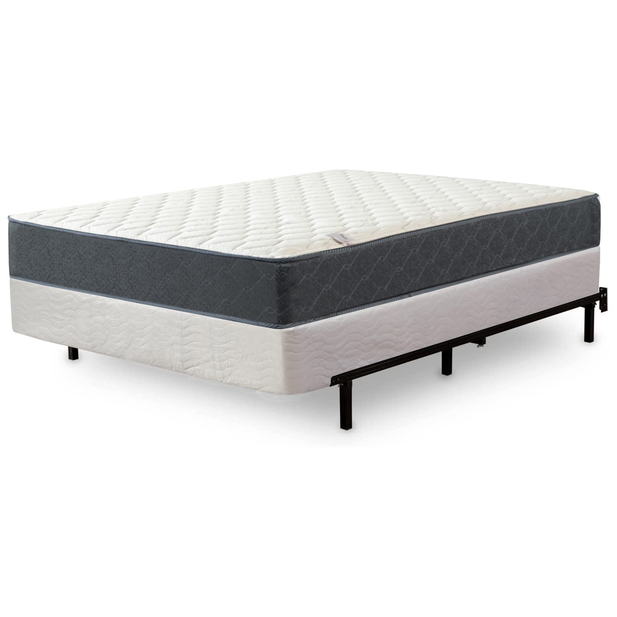 8-Inch Sturdy Box Spring for Mattress Support - Durable & Easy to Assemble Natural Wood Foundation for Queen Size Bed, White - Perfect for Bedroom, Guest Room & Dormitory Use