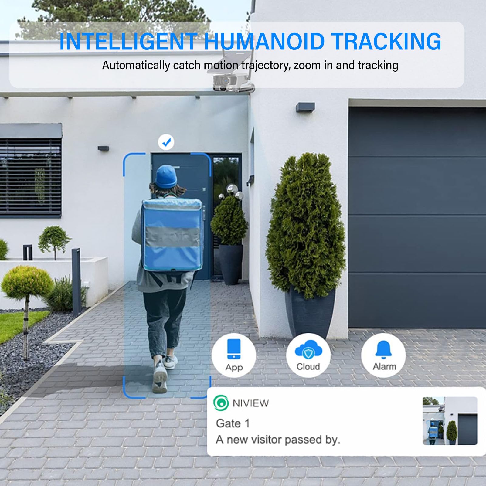 Plyisty Solar Security Camera - Wireless Outdoor Surveillance System with Dual Cameras, 18000mAh Rechargeable Battery & Solar Panel, IP66 Waterproof, Color Night Vision, Motion Detection - Ideal for Home Security, Backyard Monitoring, and Business Protection