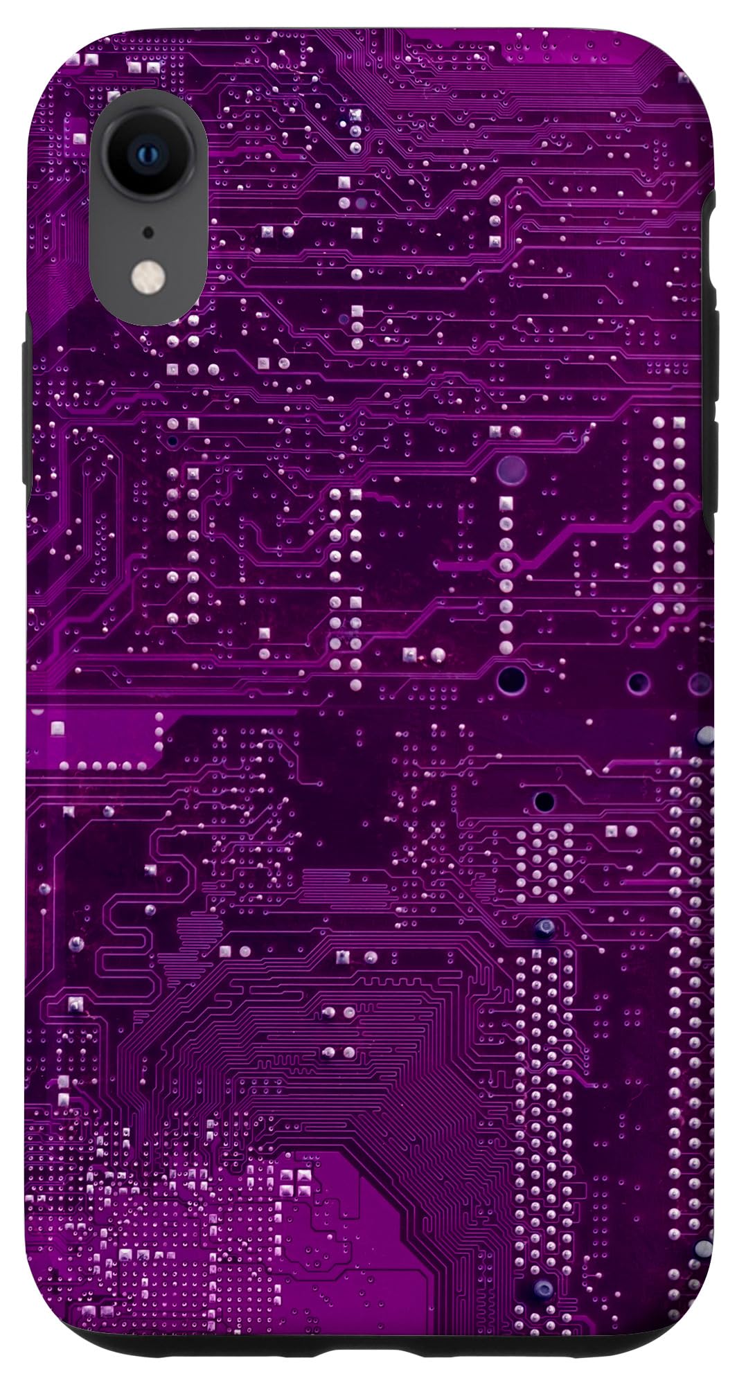Original iPhone XR Motherboard Microchip Circuit Purple Phone Case - Durable Protective Cover for iPhone XR - Perfect for Tech Enthusiasts, Computer Engineers & IT Professionals