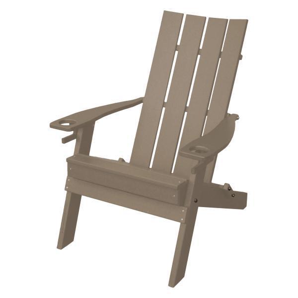 A & L Furniture Poly Hampton Folding Adirondack Chair with 2 Cup Holders - Outdoor Patio, Garden, Poolside, and Beach Relaxation