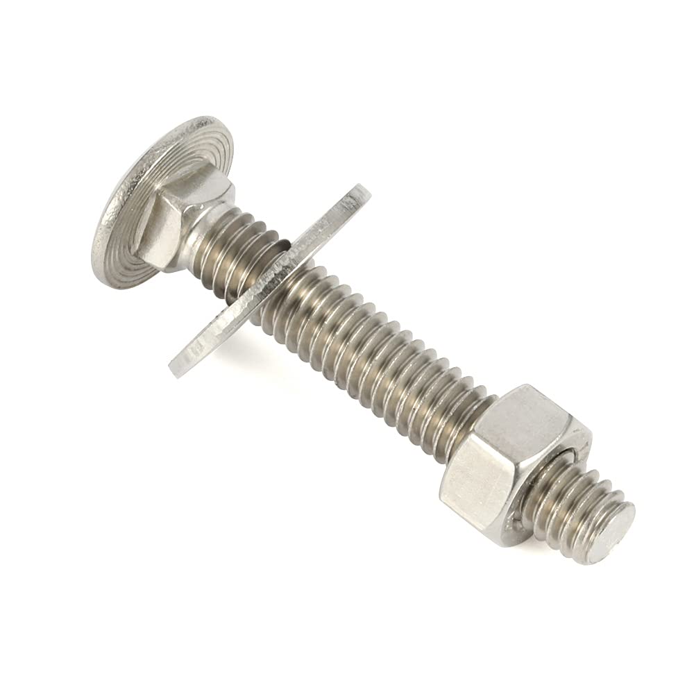 Stainless Steel 304 Carriage Bolts & Nuts Kit - 10 Sets for Furniture & DIY