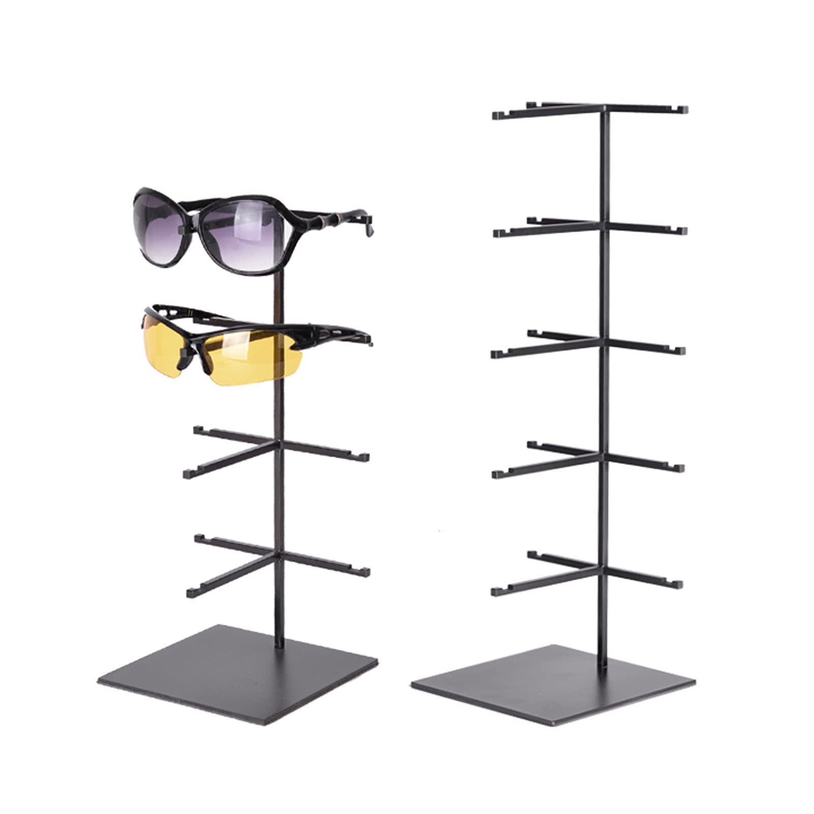 Black Metal 4/5-Tier Eyeglasses Display Stand - Small Tabletop Sunglasses Organizer Rack for Retail Stores, Optical Shops & Home Use - Perfect for Eyewear, Spectacle & Reading Glasses Display