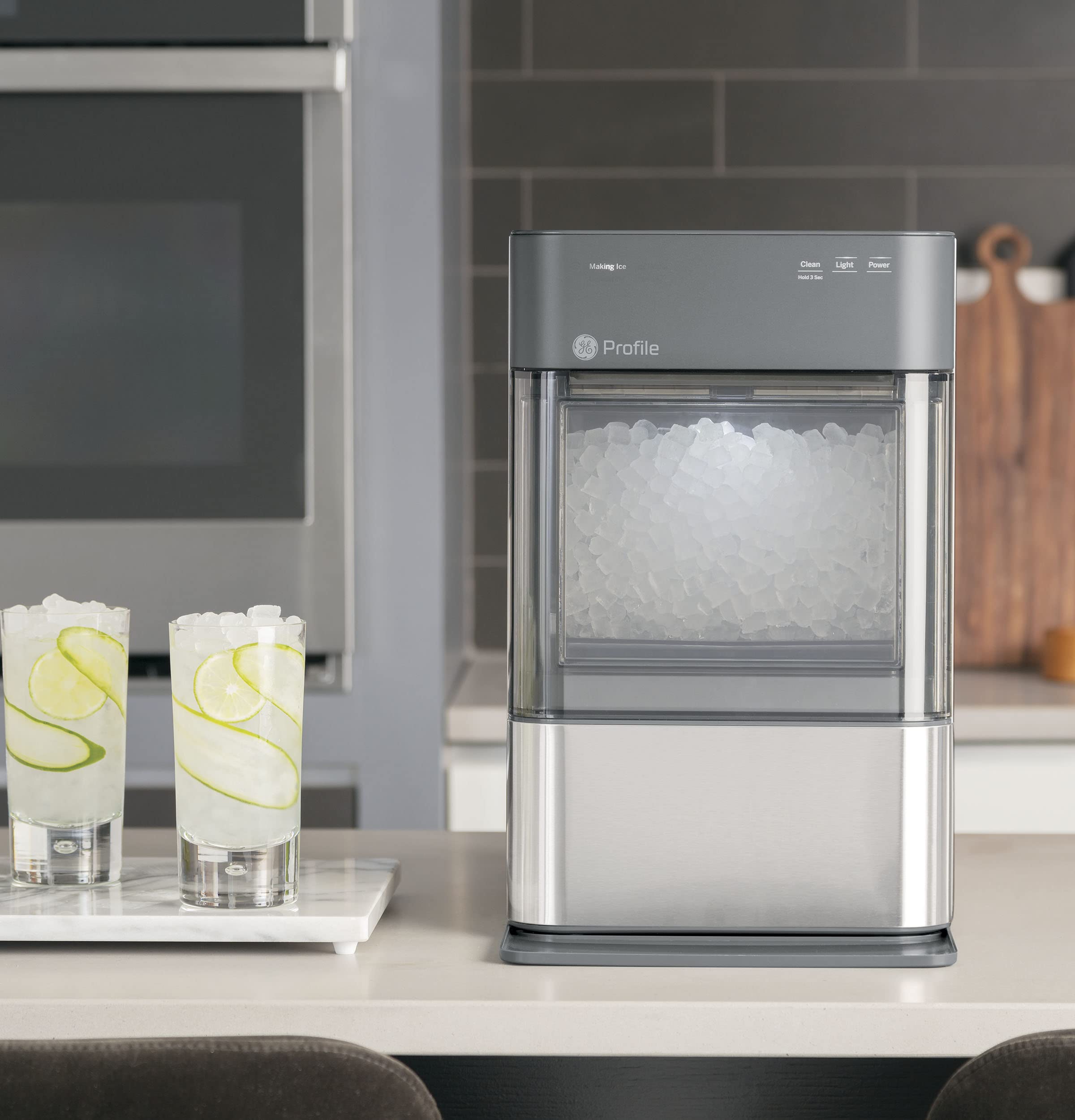 GE Profile Opal 2.0 Countertop Nugget Ice Maker with WiFi - Smart Home Kitchen Appliance, Stainless Steel (Renewed) - Perfect for Cocktails, Sodas & Home Bars