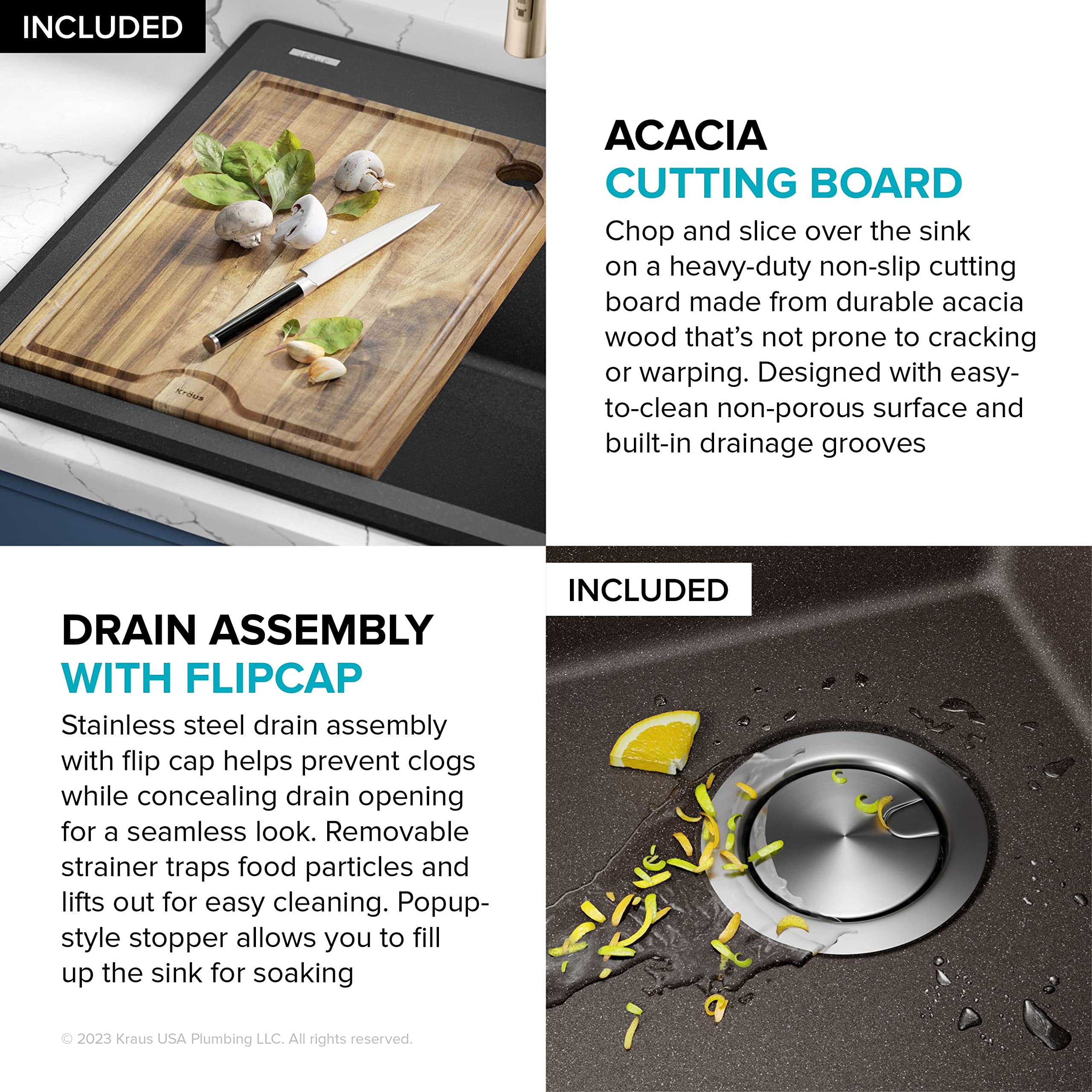 KRAUS Bellucci 25-inch Granite Composite Drop-In Kitchen Sink with Accessories - Metallic Brown Single Bowl Workstation (KGTW12-25MBR) | Perfect for Modern Kitchens, Food Prep & Dishwashing