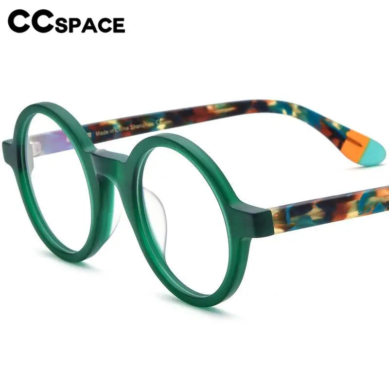 CCspace Unisex Full Rim Round Acetate Eyeglasses 56919 - Stylish & Lightweight Frame for Men & Women - Perfect for Reading, Work, and Everyday Fashion