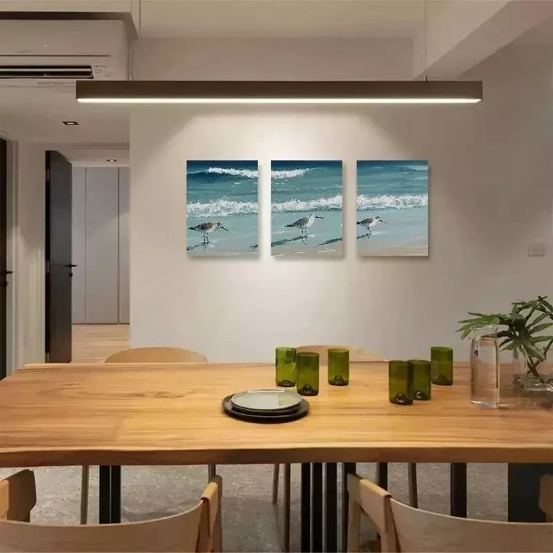 3-Piece Birds Beach Ocean Wall Art Set - Framed Canvas 50x70cm - High Quality Print - 100% Australian Made - Ready to Hang - Perfect for Living Room, Bedroom & Beach House Decor
