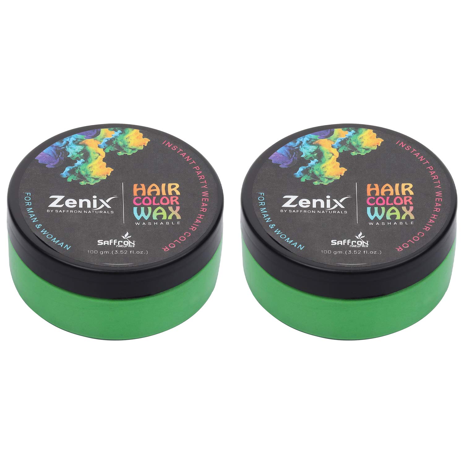 Zenix Temporary Hair Color Wax - Washable Instant Hair Dye for Men & Women (Green, Pack of 2, 200g) | Quick Styling for Parties, Halloween & Cosplay