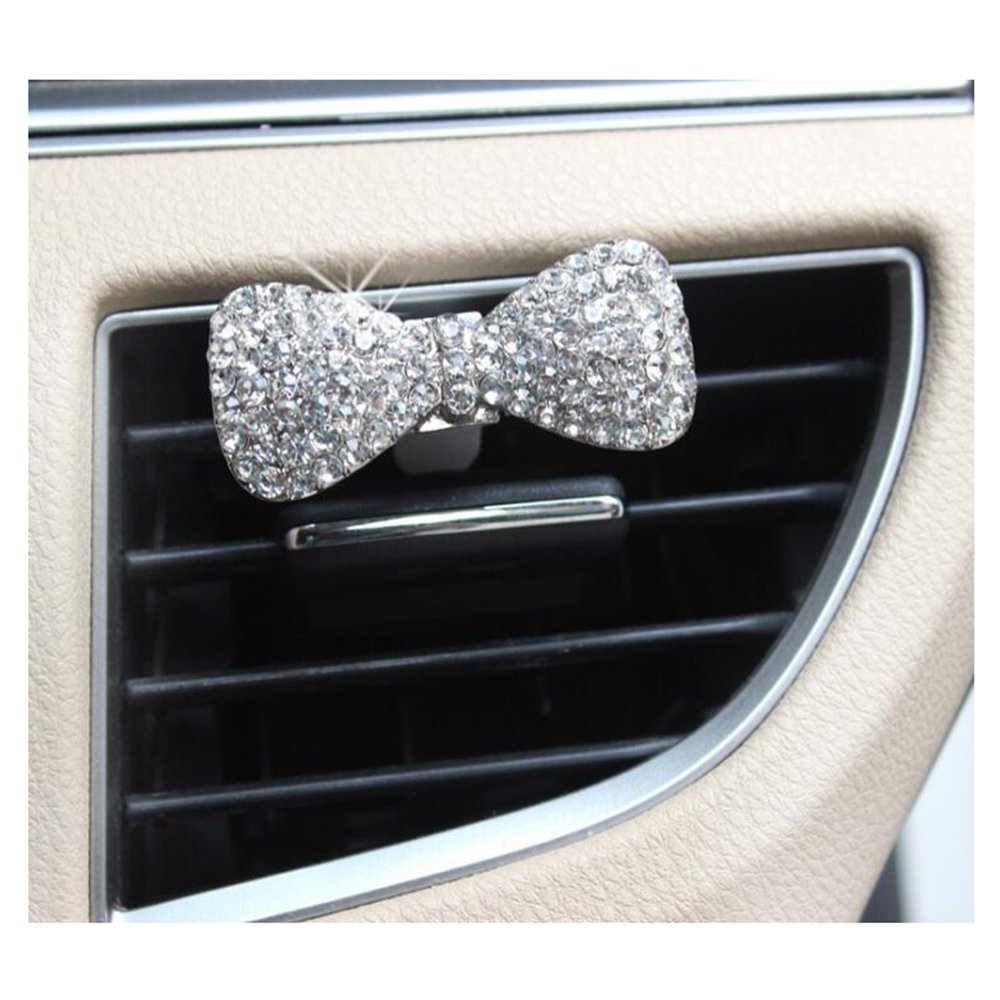 2 Pcs Crystal Bowknot Car Perfume Clips - Elegant Car Air Freshener & Aromatherapy Diffuser for Vehicles, Home, Office | Perfect Gift for Car Lovers & Aromatherapy Enthusiasts