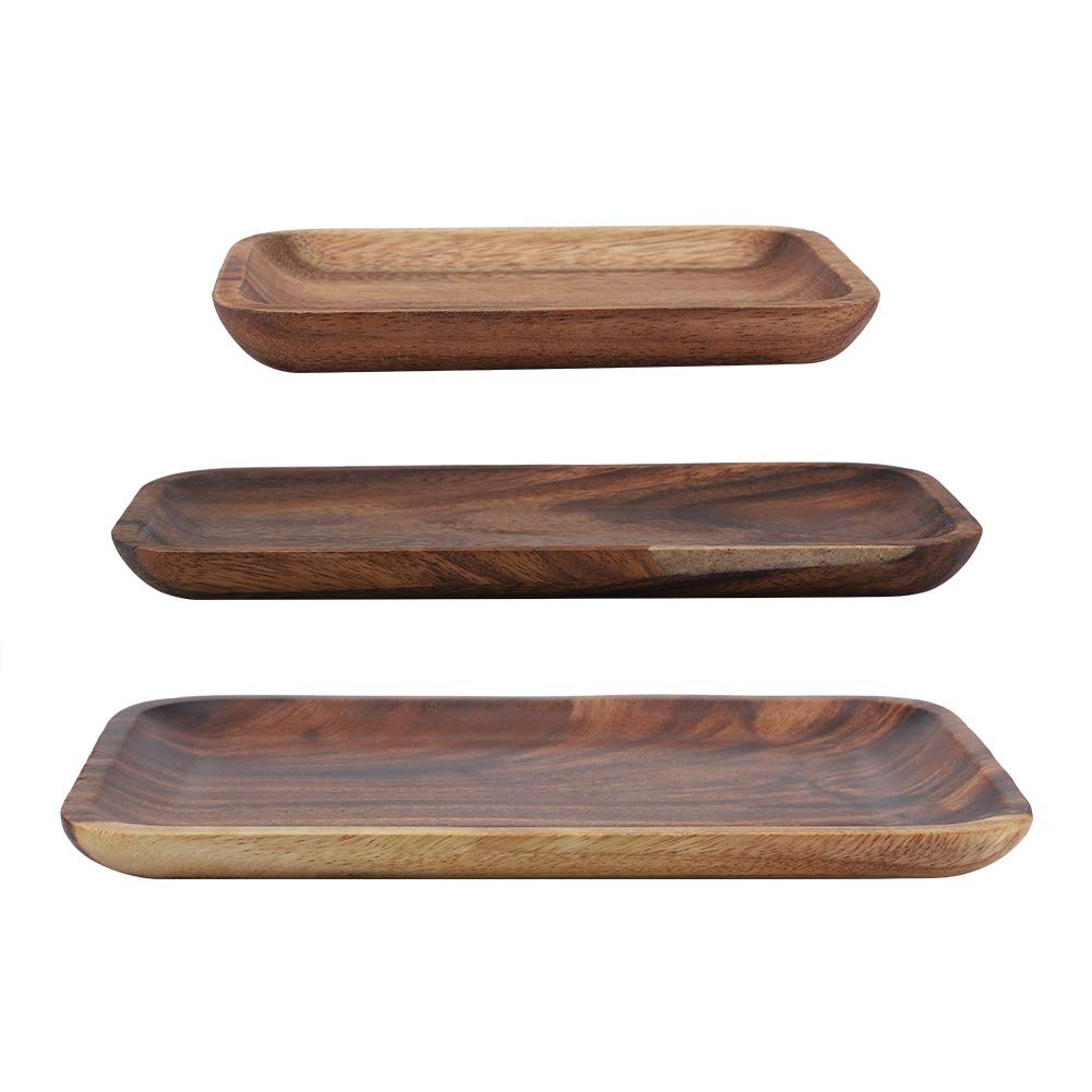 Premium Wooden Sushi Tray - Elegant Serving Dish for Sushi, Snacks, Salad & Desserts | 9.8 x 6.8 Inch Home & Restaurant Serving Platter | Perfect for Japanese Cuisine, Party Appetizers & Tea Time Snacks