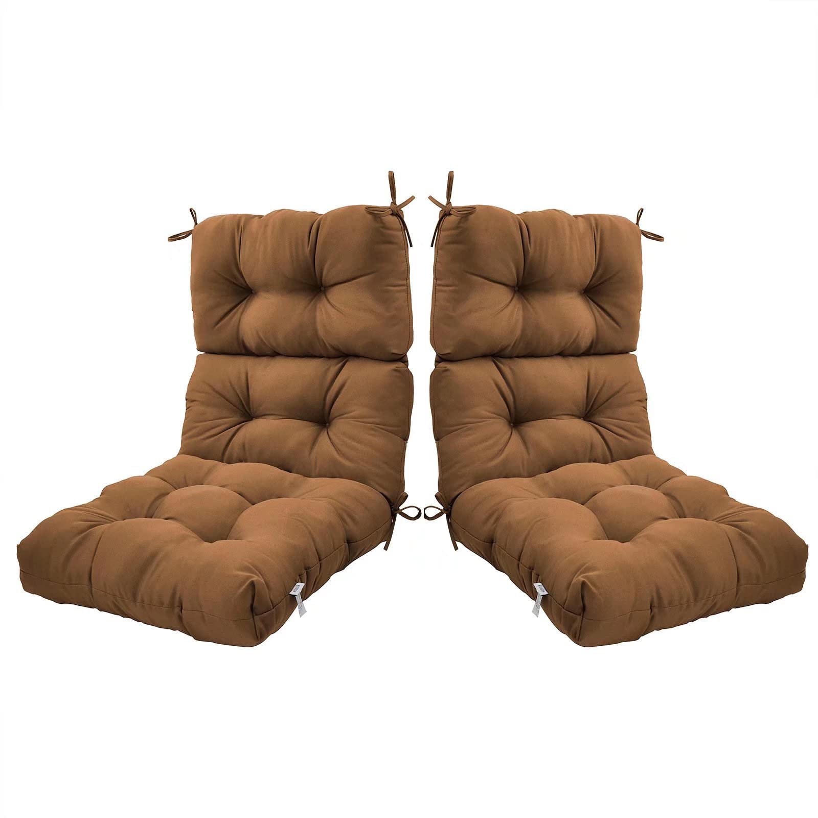 Premium Tufted Deep Seat Cushions with High Back Support - Indoor/Outdoor Patio Furniture Cushions (Light Coffee, Set of 2) - Perfect for Living Room, Garden & Poolside Relaxation