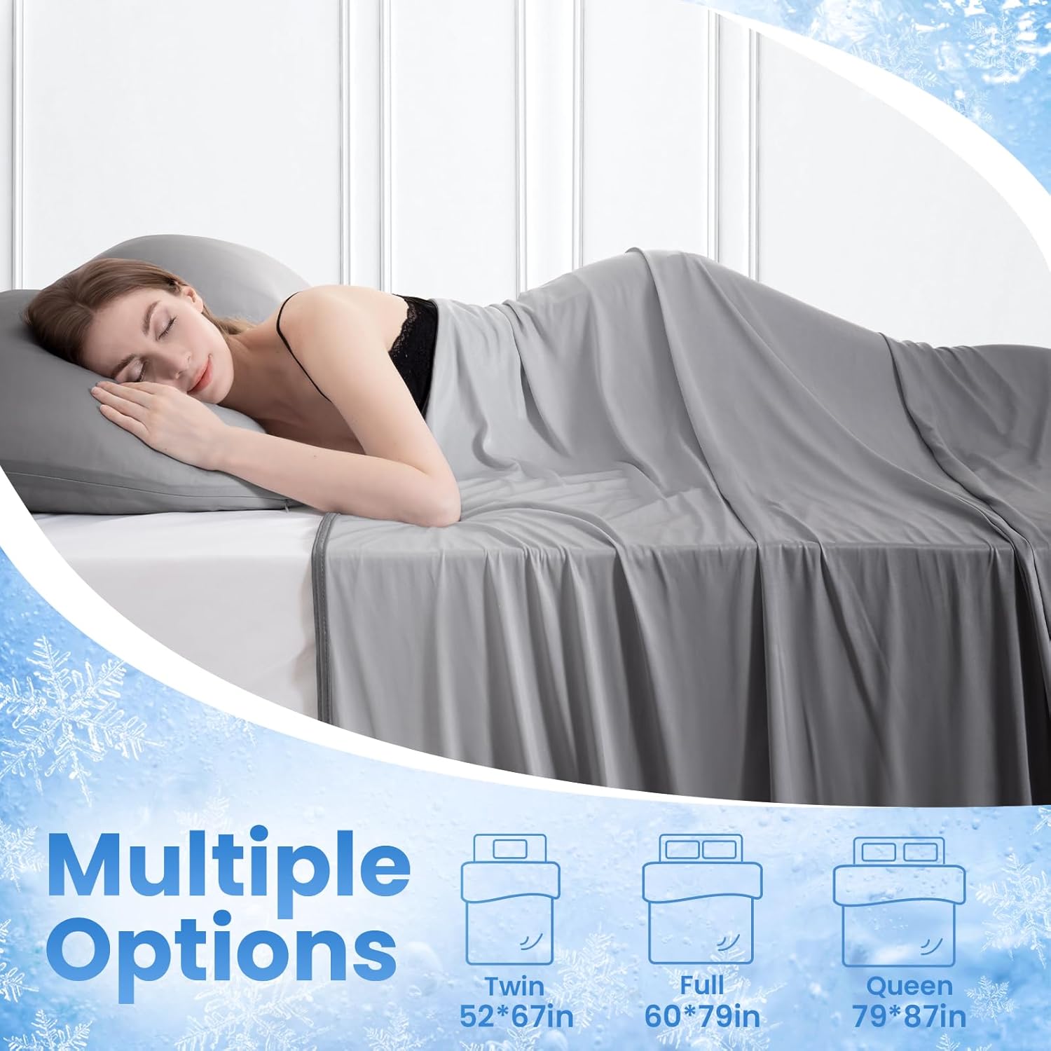 Q Max > 0.5 Gradient Gray Cooling Blanket - Double Sided, Breathable & Machine Washable for Hot Sleepers & Night Sweats Relief | Perfect for Summer Nights, Bedroom, Office Nap & Travel