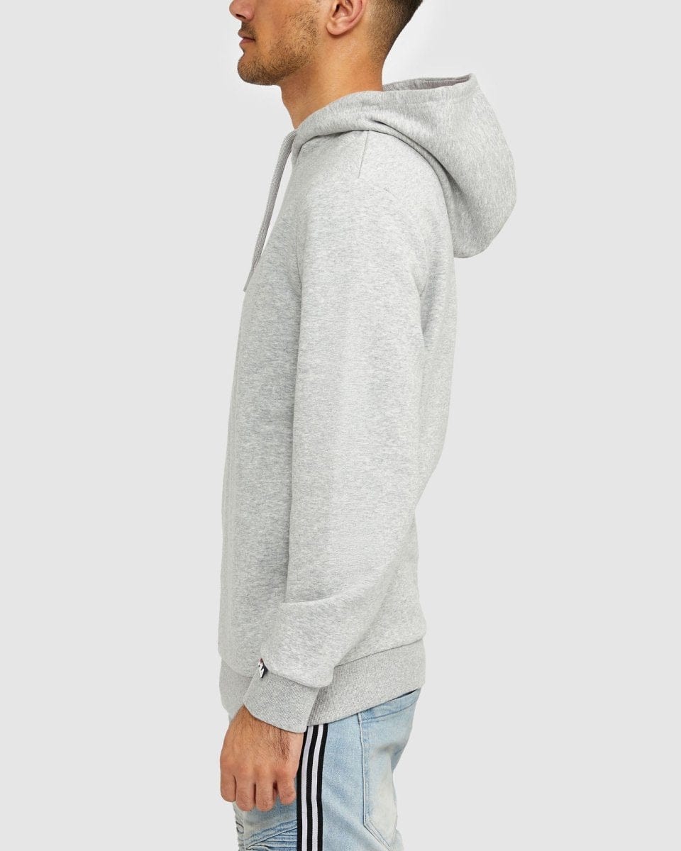 FILA Men's Uni Badge Silver Marle Hoodie - Comfortable Pullover Sweatshirt for Casual Wear, Gym & Outdoor Activities