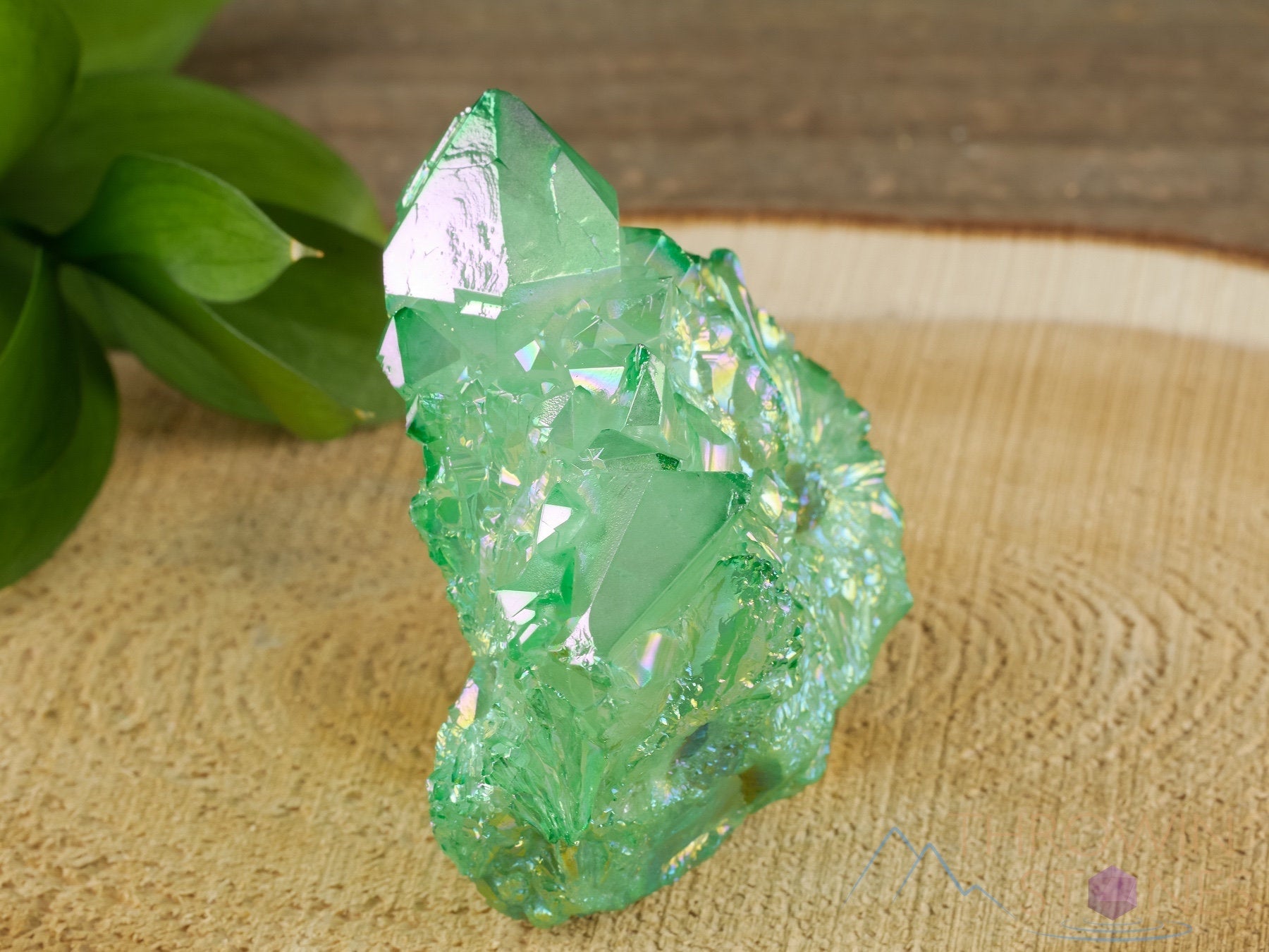 Rainbow Aura Quartz Crystal Cluster - Natural Apple Green Spirit Quartz for Meditation, Healing & Home Decor (R0479) | Metaphysical Crystal Gift for Yoga, Reiki & Spiritual Practices
