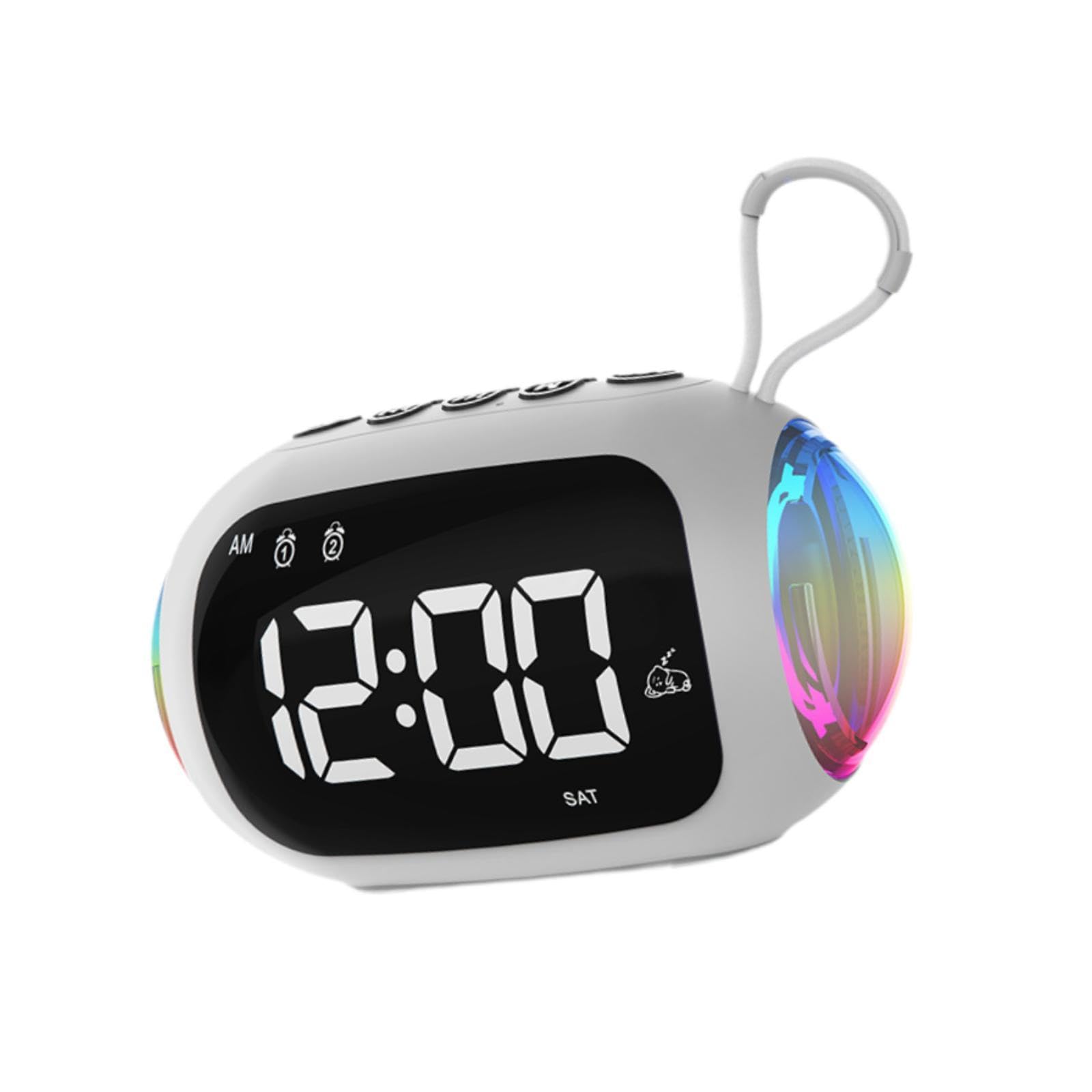 Baoblaze Digital Alarm Clock with Speaker & Radio - 12/24 Hour Display, LED Desk Clock for Bedroom, Office, Hotel - White | Perfect for Home, Travel & Nightstand Use