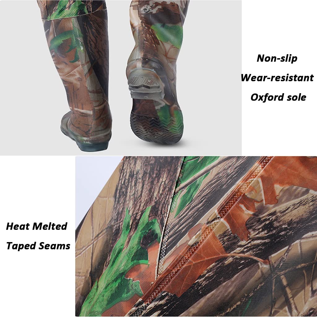 **Men's & Women's Camo PVC Waterproof Chest Waders with Boots - Seam Sealed Bootfoot for Hunting & Fishing - Ideal for Wetlands, Rivers & Outdoor Adventures**