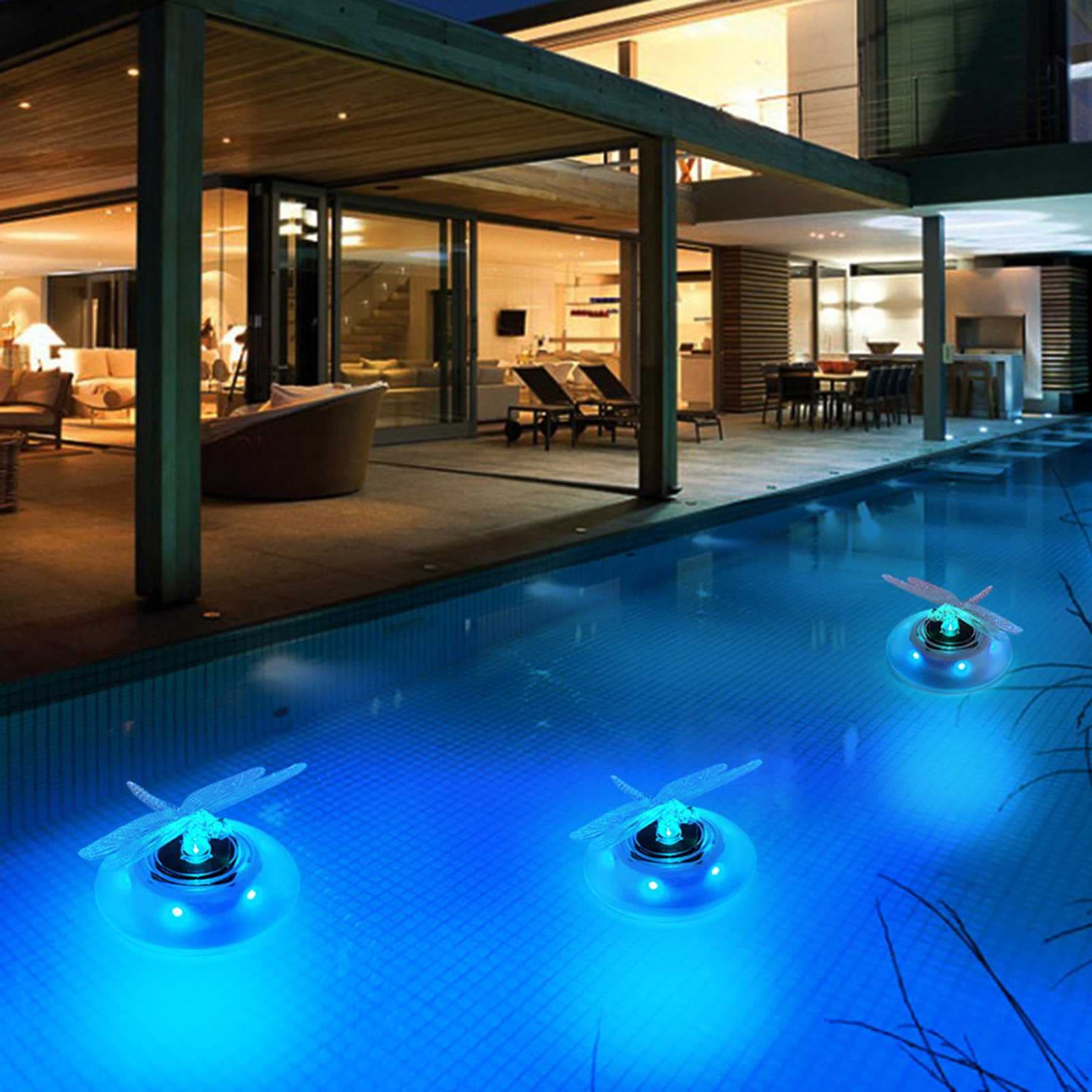 4 Pcs Colorful LED RGB Pool Lights, Butterfly Dragonfly Underwater Lights for Swimming Pools, Garden, Pond, Fountain Decoration - Waterproof Landscape Lighting