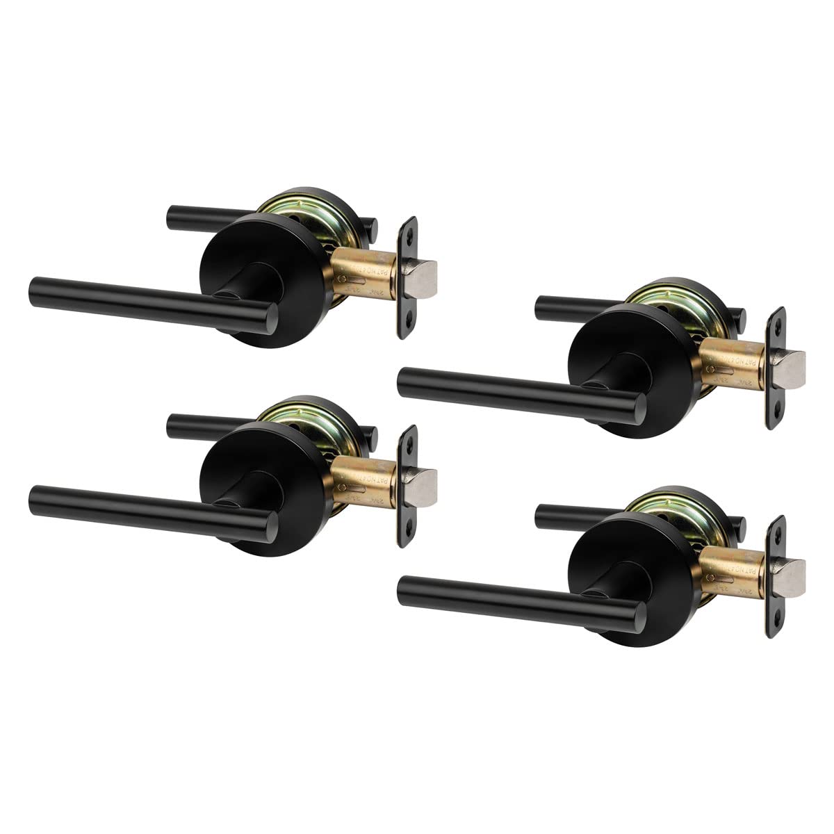 Designers Impressions Kain Design Black Passage Euro Door Lever Hardware (Hall and Closet) - 4 Pack (Model 55-3577) | Modern Door Handle for Bedroom, Bathroom & Interior Doors | Durable & Stylish Home Upgrade