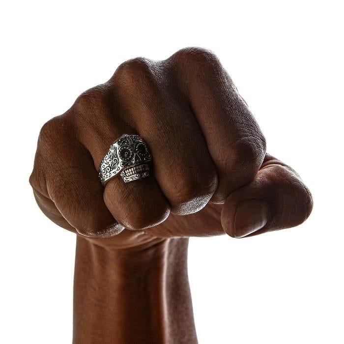 Sterling Silver Mexican Skull Ring for Women - Handmade Day of the Dead Jewelry - Perfect for Halloween, Gothic Fashion & Boho Style Accessories