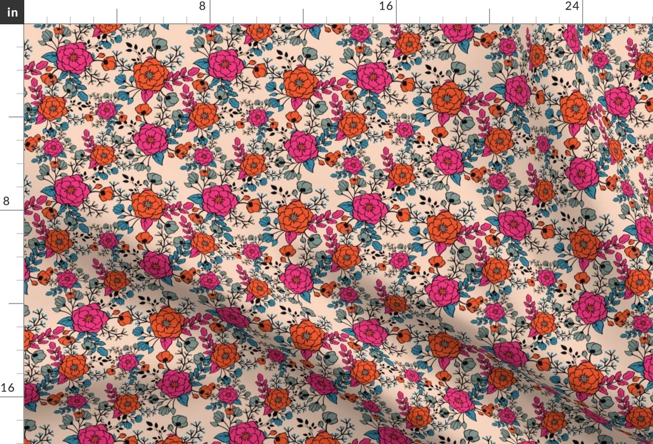 Bright Rose Floral Pink Orange Bird Print Minky Fabric by Spoonflower - Fat Quarter for Sewing Baby Blankets, Quilt Backing & Plush Projects - Soft & Cozy Nursery Decor, DIY Crafting, Home Décor