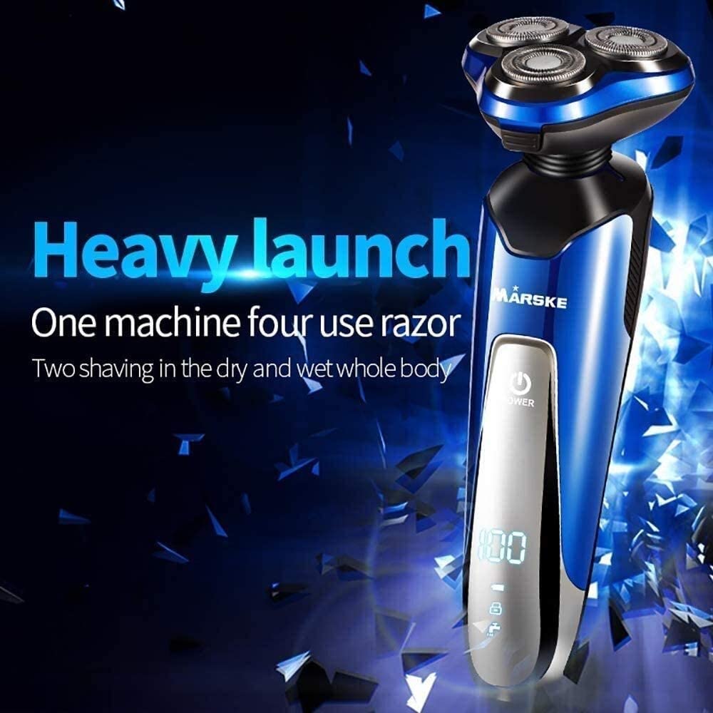 Professional Rechargeable Beard Trimmer & Hair Clipper Kit - Waterproof, Anti-Slip, 4-in-1 Rotatable Body Groomer with Nose & Ear Trimmer - Perfect for Home Grooming, Travel, and Barber Use