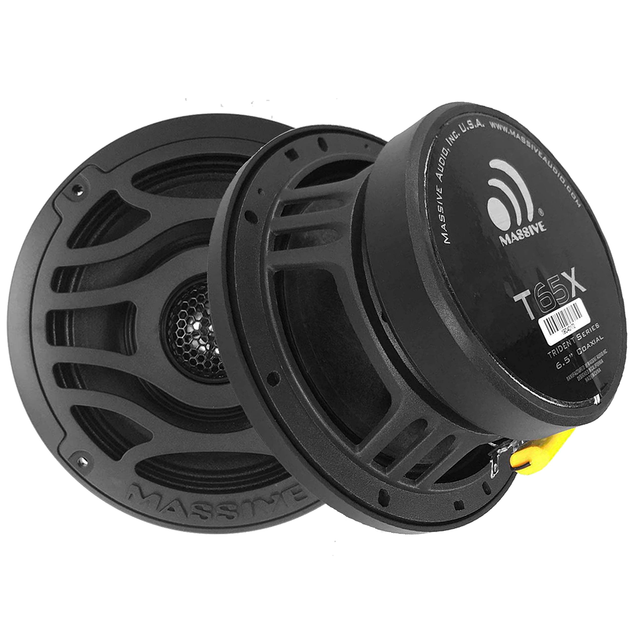 Massive Audio T65X 6.5 Inch 120W RMS 480W Peak Marine Coaxial Speakers - Waterproof Boat Audio, UTV, Off-Road, Golf Cart & Motorcycle Stereo System (Pair) - Perfect for Outdoor Adventures & Marine Environments