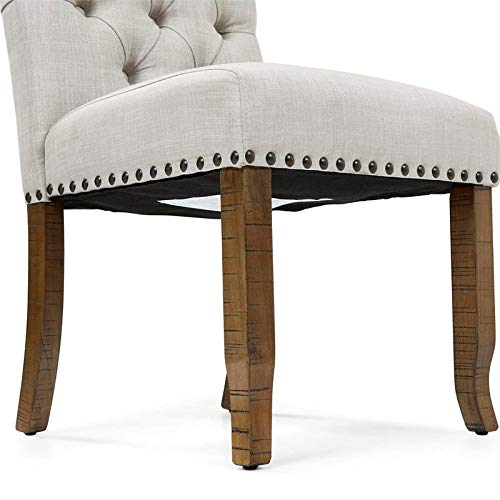 Liston Fabric Tufted Dining Chairs in Ivory - Set of 2 | Modern Upholstered Kitchen Chairs for Dining Room & Breakfast Nook | Comfortable & Stylish Seating for Home & Restaurant