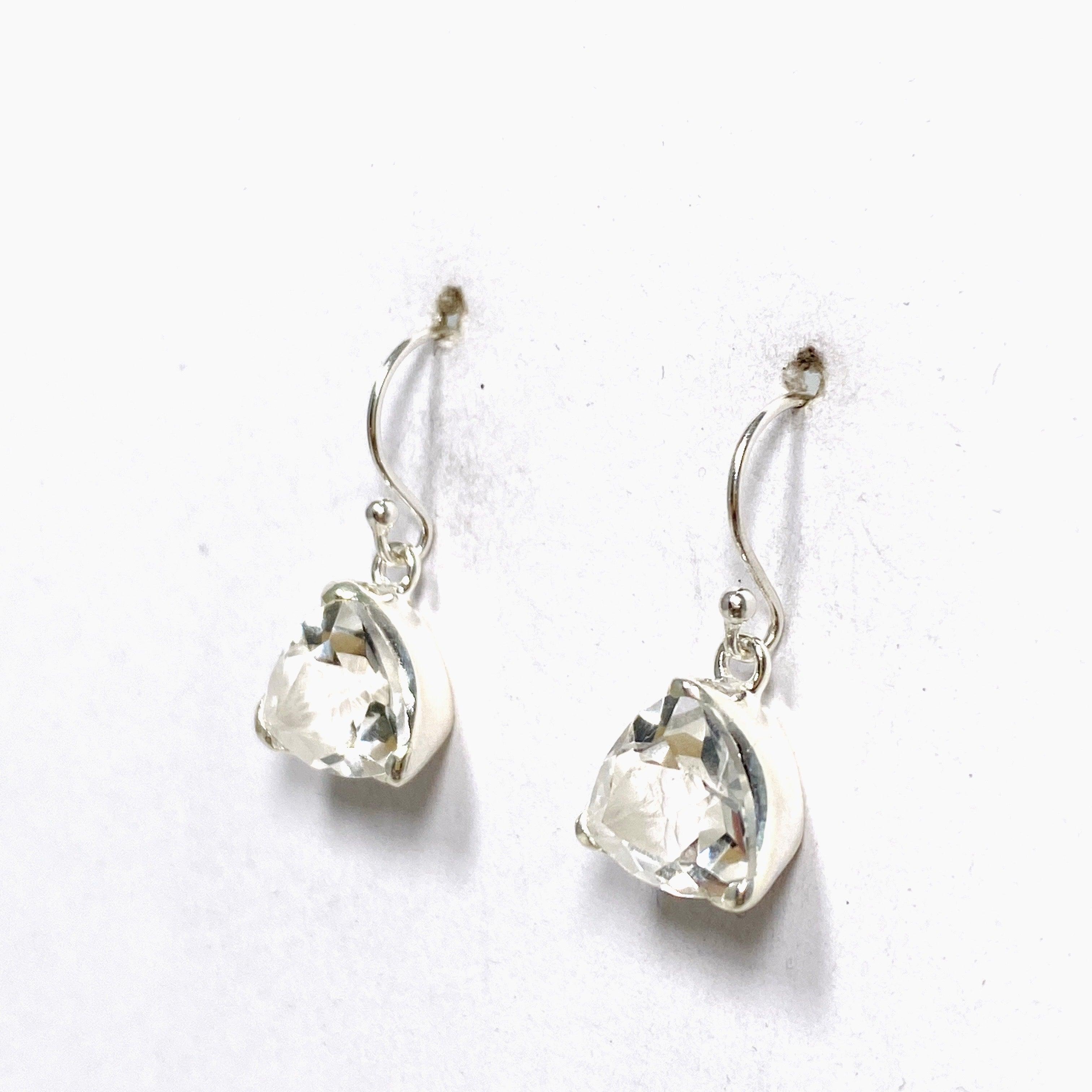 Clear Quartz Trillion Cut Stud Earrings E2735 CQ - Elegant & Sparkling Jewelry for Women, Perfect for Parties, Weddings & Everyday Wear