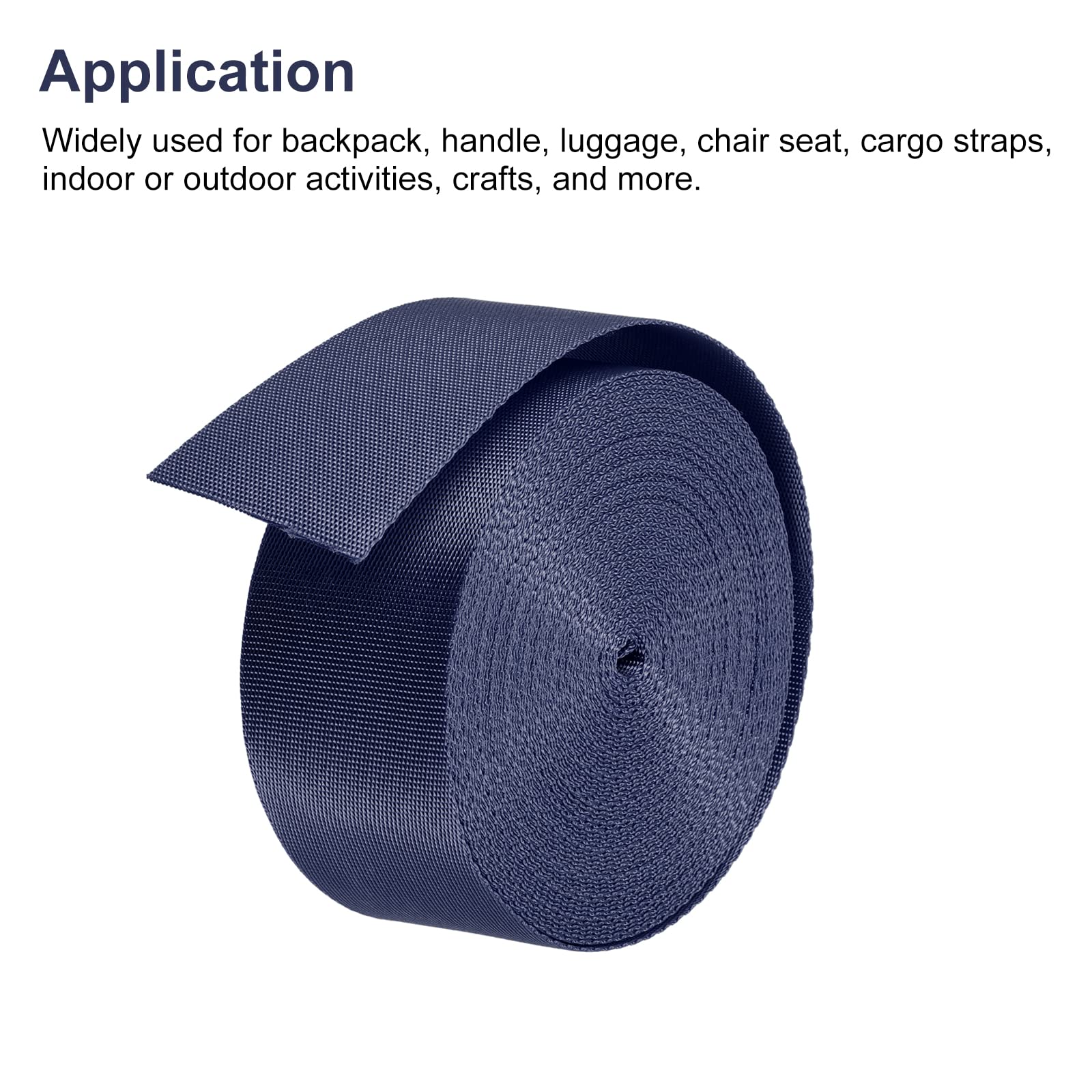 Heavy Duty 1.5 Inch Nylon Webbing Strap - 10 Yards Dark Blue for Backpacks, Luggage, Cargo Straps & DIY Projects | Durable Outdoor Gear & Travel Accessories