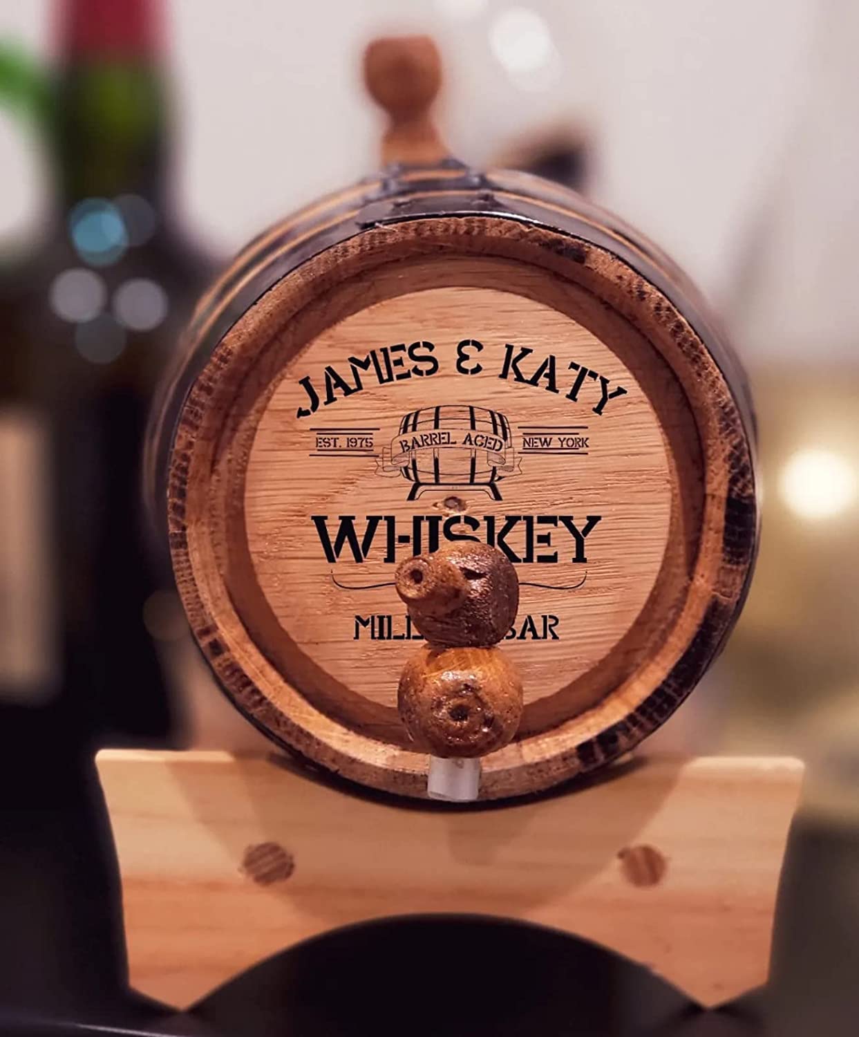 Custom 2 Liter American Oak Barrel for Aging Wine, Whiskey, Beer & Spirits - Personalized Engraved Wooden Cask for Home Brewing & Liquor Maturation | Perfect for Bourbon, Rum, Tequila & Craft Beverage Gifts