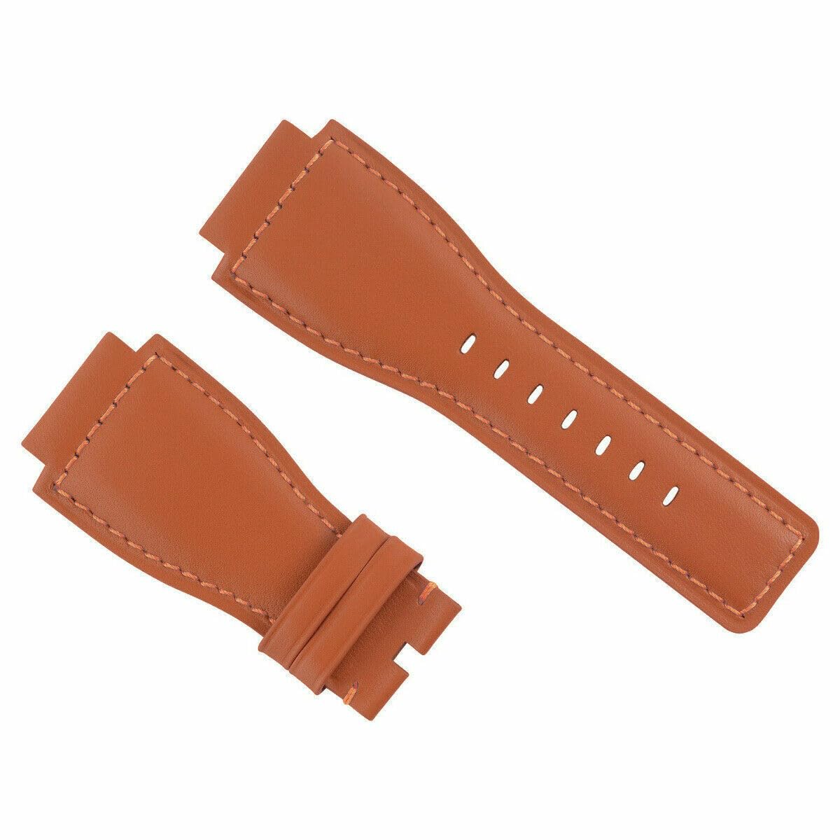 24mm Leather Watch Band for Bell & Ross BR-01-03 - Orange Strap for Casual & Dress Watches