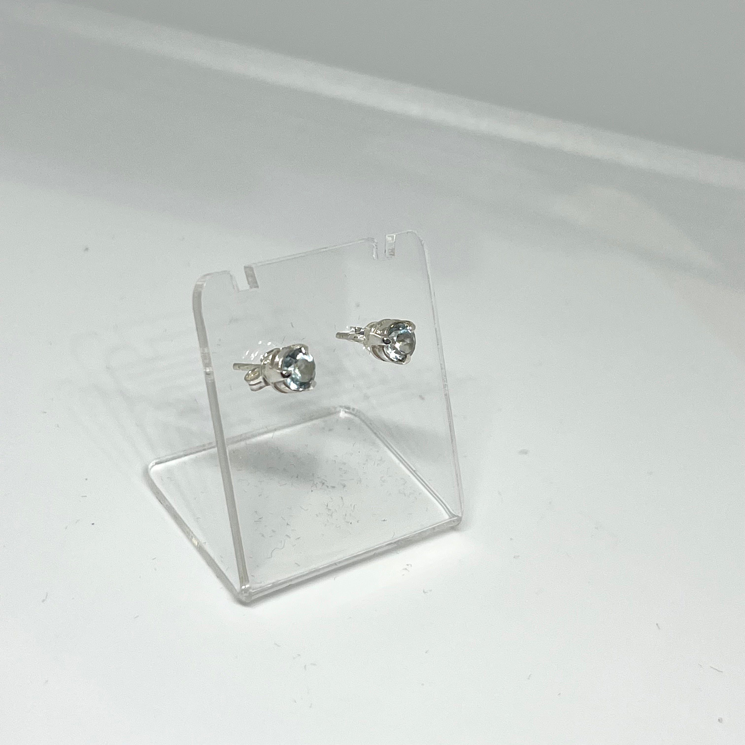 5mm Round Faceted Gemstone Stud Earrings - 3 Claw Set for Women, Elegant & Durable Jewelry Gift for Daily Wear, Parties & Special Occasions