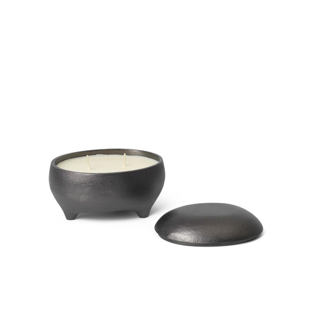 FERM LIVING Evoke Twin Candle Holder - Blackened Aluminium Modern Home Decor for Living Room, Bedroom & Dining Table Centerpiece