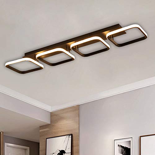 XINDAR Modern Square Acrylic Flush Mount Ceiling Light Fixture - 4-LED Semi-Flush Lighting for Living Room, Bedroom & Hallway (Black) - Energy Efficient & Stylish Home Decor