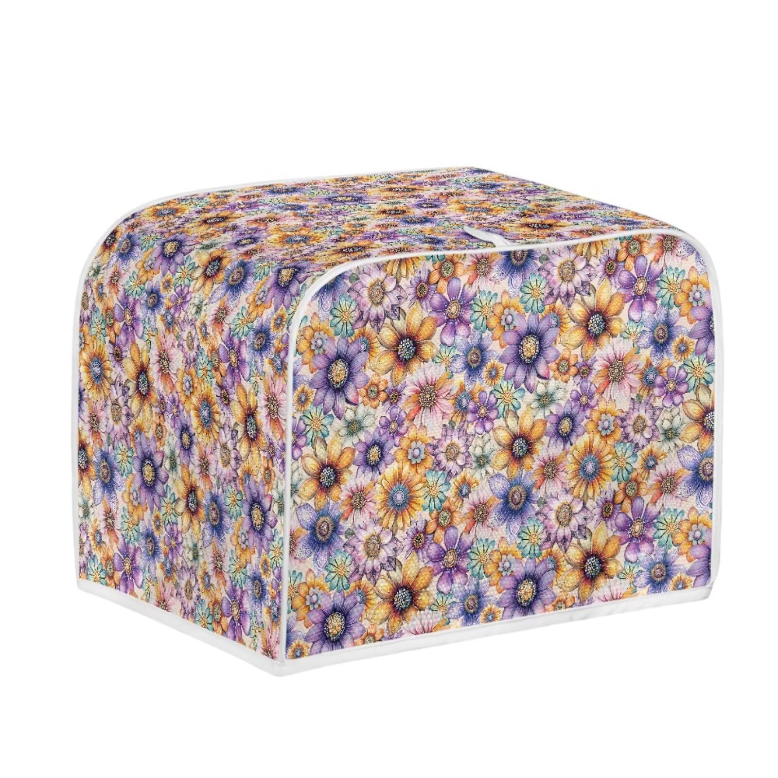 Vintage Boho Mandala Flower Toaster Cover - Dust Proof 2 Slice Toaster Oven Cover for Kitchen Small Appliances | Perfect for Retro Style Kitchens & Bohemian Home Decor