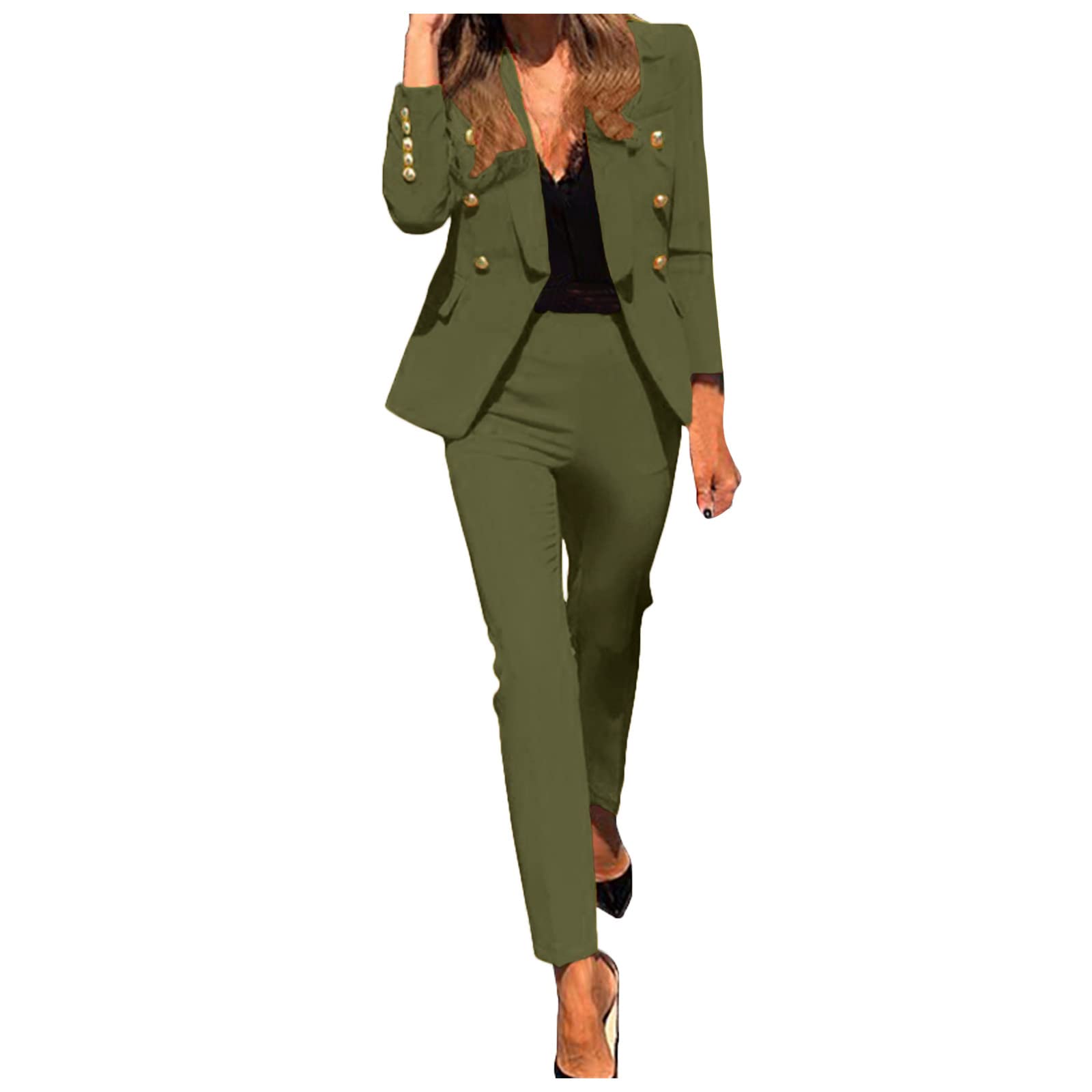 Women's Slim Fit Two-Piece Lapel Suit Set - Formal Office Business Attire with Long Sleeve Jacket & Trousers | Perfect for Work, Interviews & Professional Events