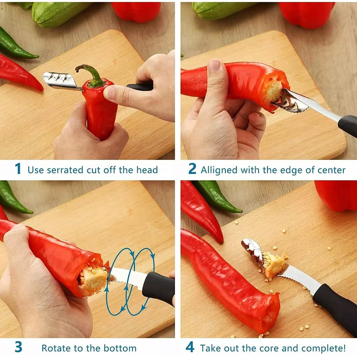 Premium Stainless Steel Pepper Corer & Tomato Huller - Durable Kitchen Tool for Easy Peeling & Coring - Perfect for Cooking, Canning, and Meal Prep
