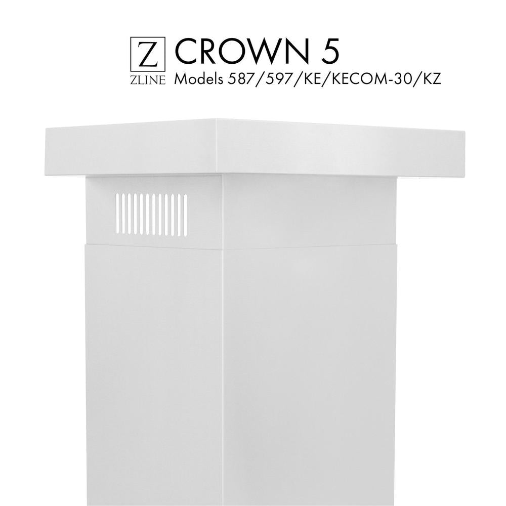 ZLINE CM5 Crown Molding Kit for Wall Range Hood - Compatible with 587, 597, KE, KECOM 30 & KZ Models - Elegant Kitchen Upgrade for Modern & Traditional Homes