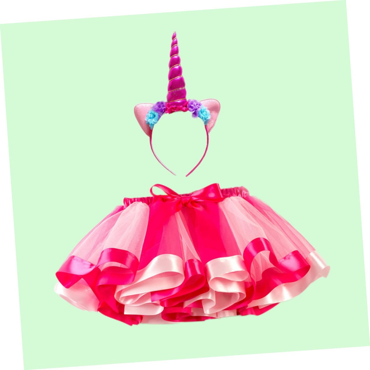 Sparkly Unicorn Princess Dress for Girls - Elegant Tiara Formal Gown with Flash Suit for Kids Birthday Party, Pageant & Special Occasions