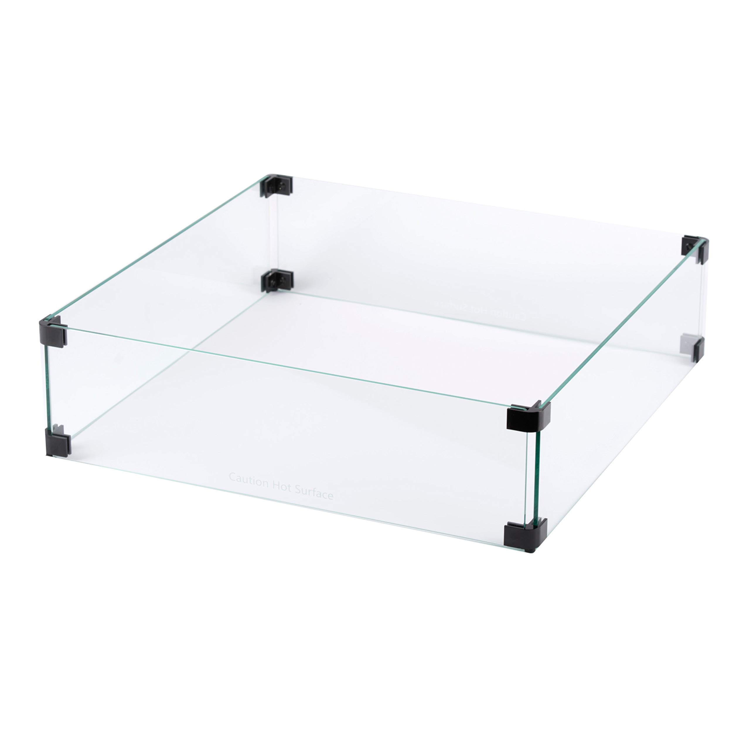 19-Inch Wind Guard Glass Panel for Square Outdoor Propane Fire Pit Table - Durable Heat-Resistant Protection for Patio, Deck, and Backyard Gatherings