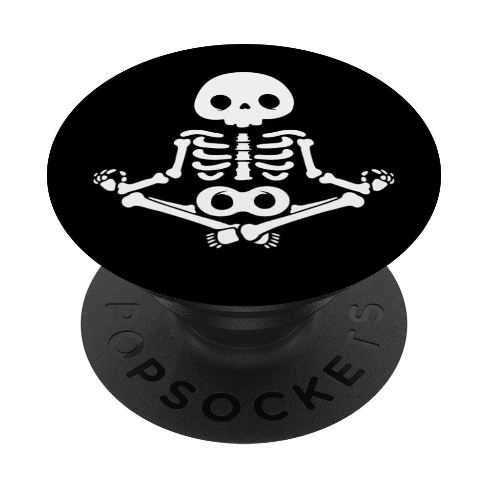 Funny Meditating Yoga Skeleton PopSocket - Swappable Phone Grip for iPhone & Android - Perfect Meditation Gift & Yoga Accessory for Yoga Lovers, Mindfulness Practitioners