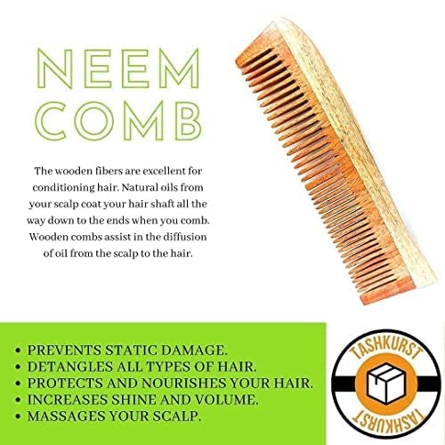 Premium Neem Wood Comb for Women & Men - Natural Hair Growth Stimulating Comb for Styling, Detangling & Scalp Massage - Ideal for Daily Hair Care, Travel & Gifting