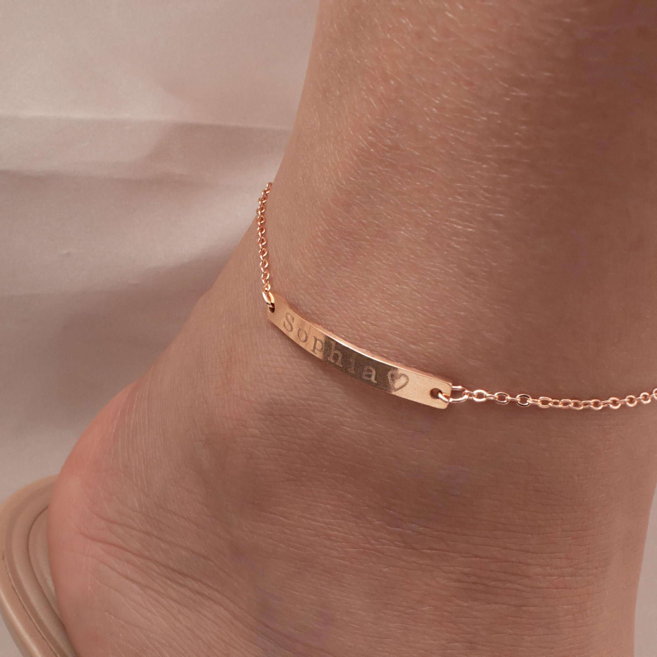 Personalized Name Bar Anklet - Custom Engraved Foot Jewelry for Women | Perfect for Beach Vacations, Summer Outfits & Gift Giving